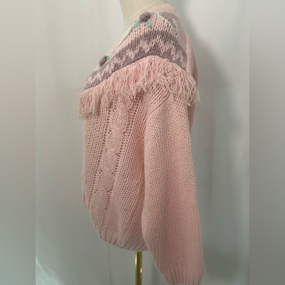 VINTAGE 80s SARIT Hand Knit Cardigan - Picture 2 of 5